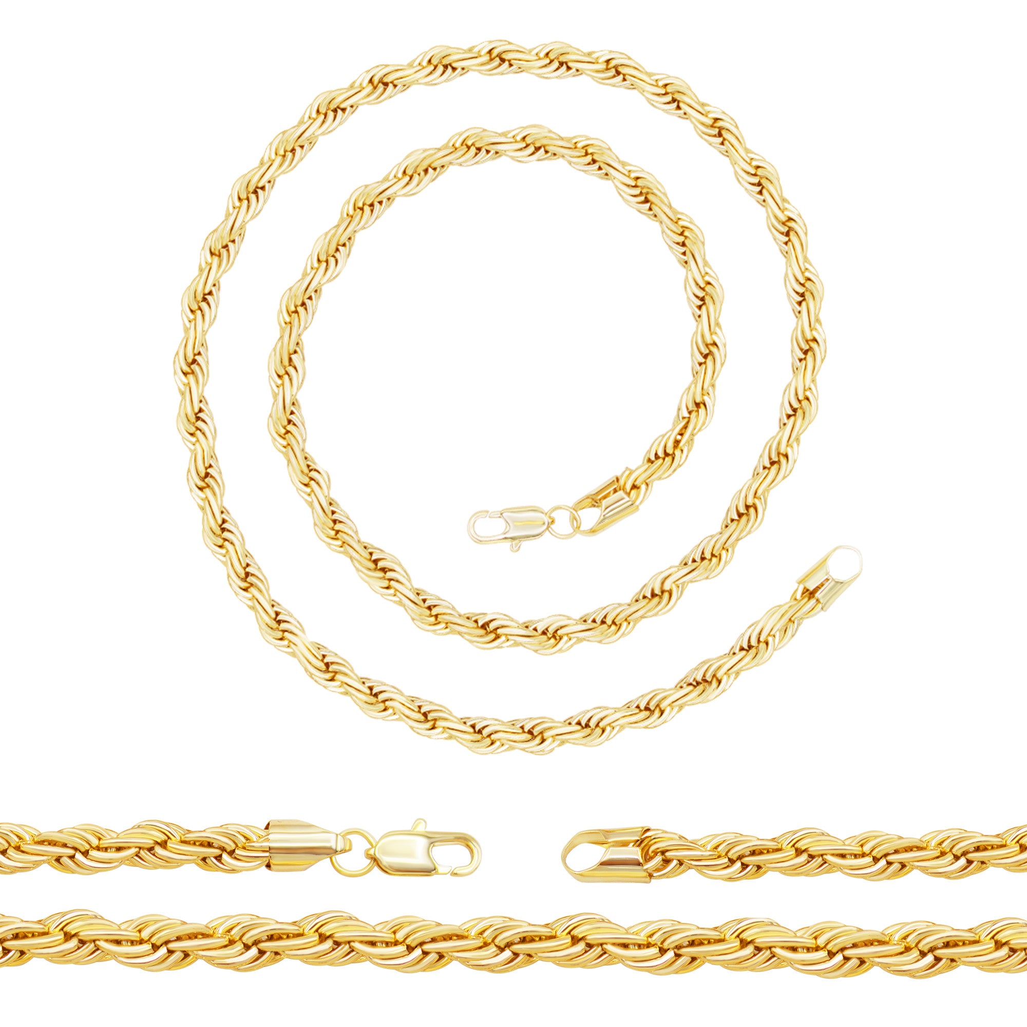 14K Gold Filled Rope Chain Necklace 24 6 mm