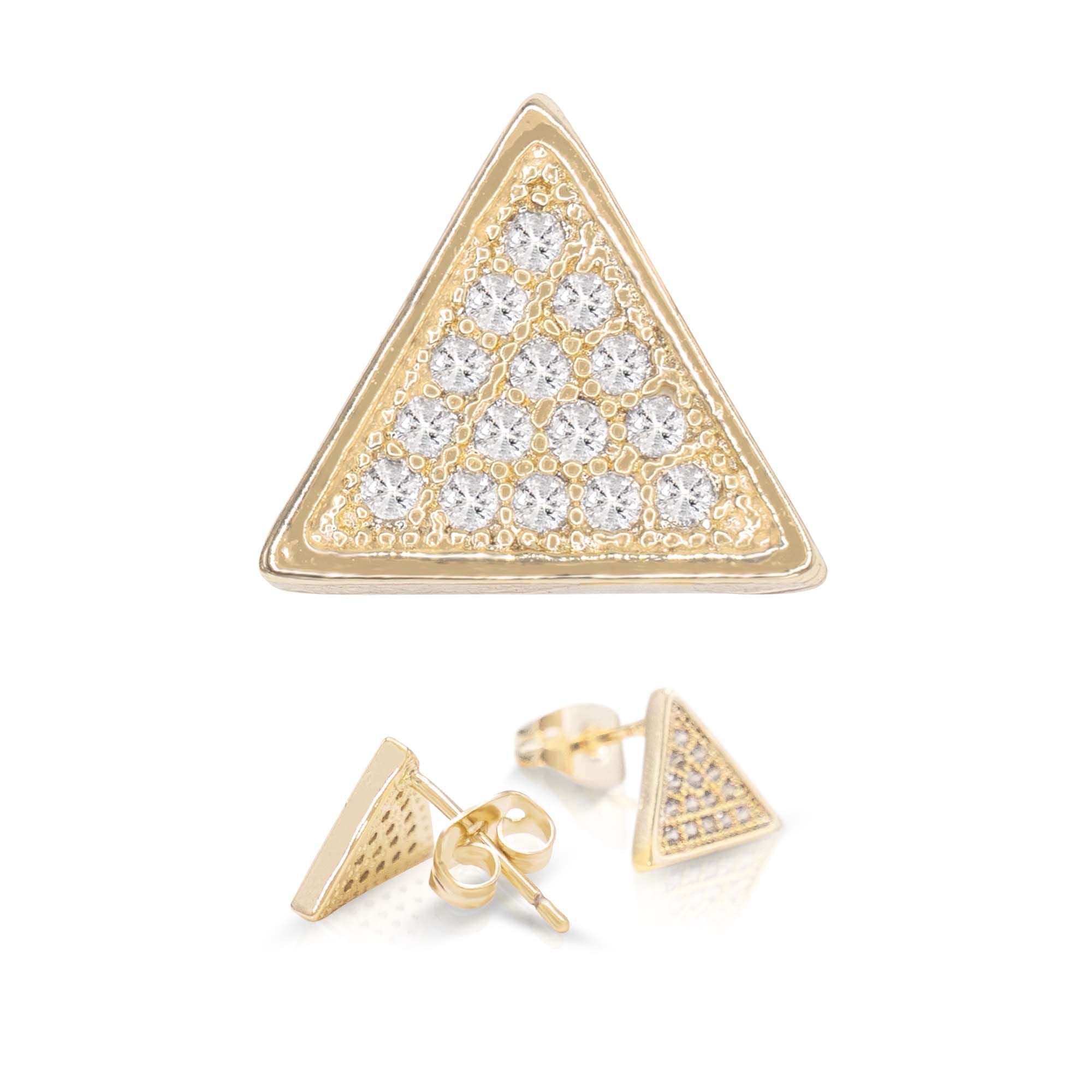 14K gold Filled CZ Triangle Stud Earrings