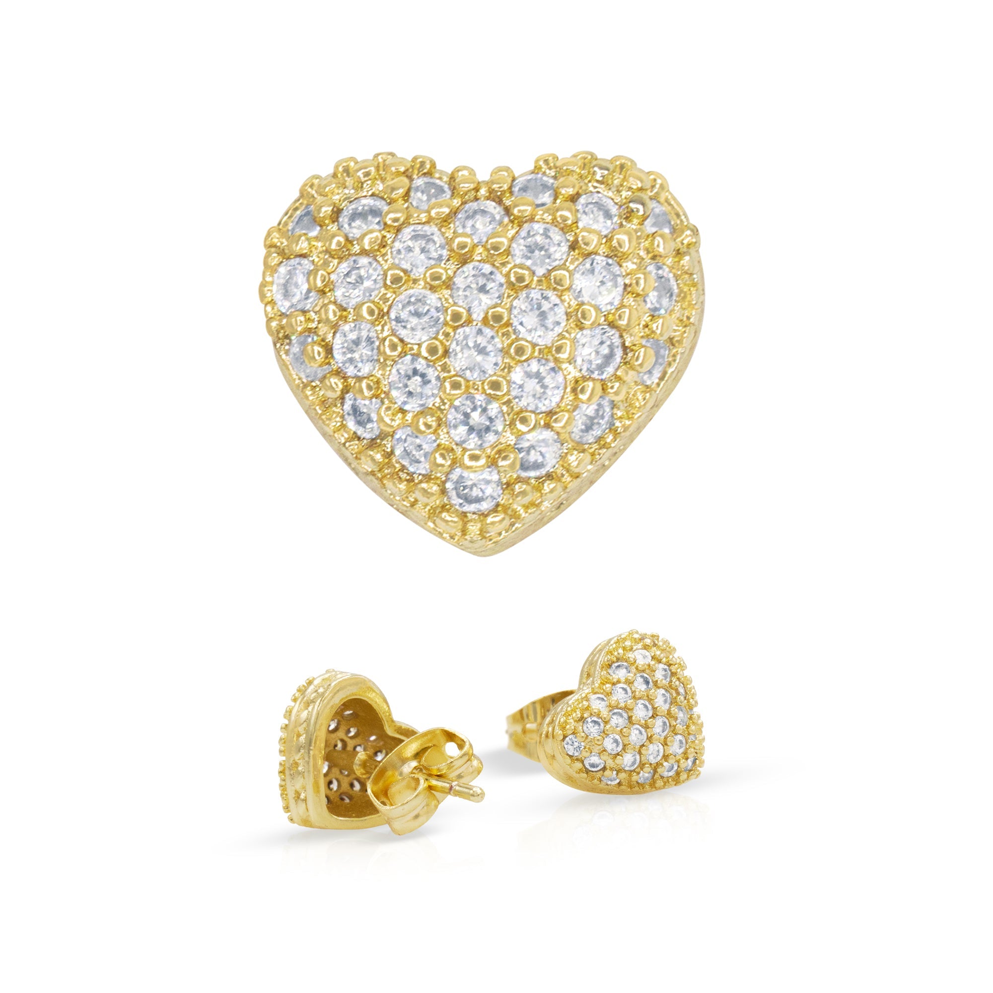 14K gold Filled CZ Heart Stud Earrings