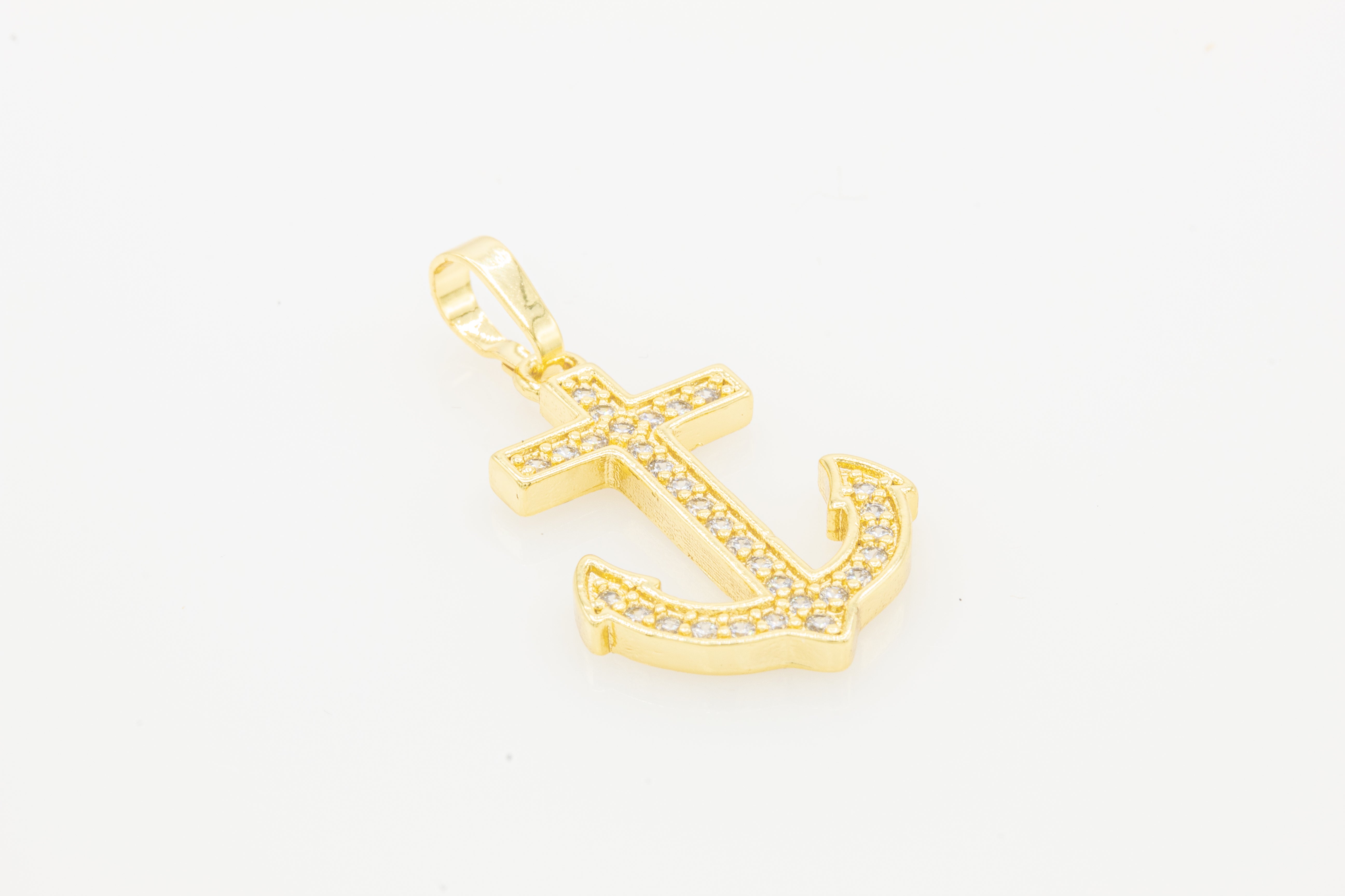 CZ 14K Gold Filled Anchor Cross Pendant