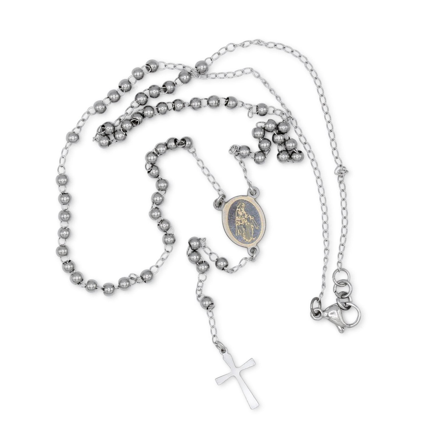 Cross Pendant Rosary Necklace Set