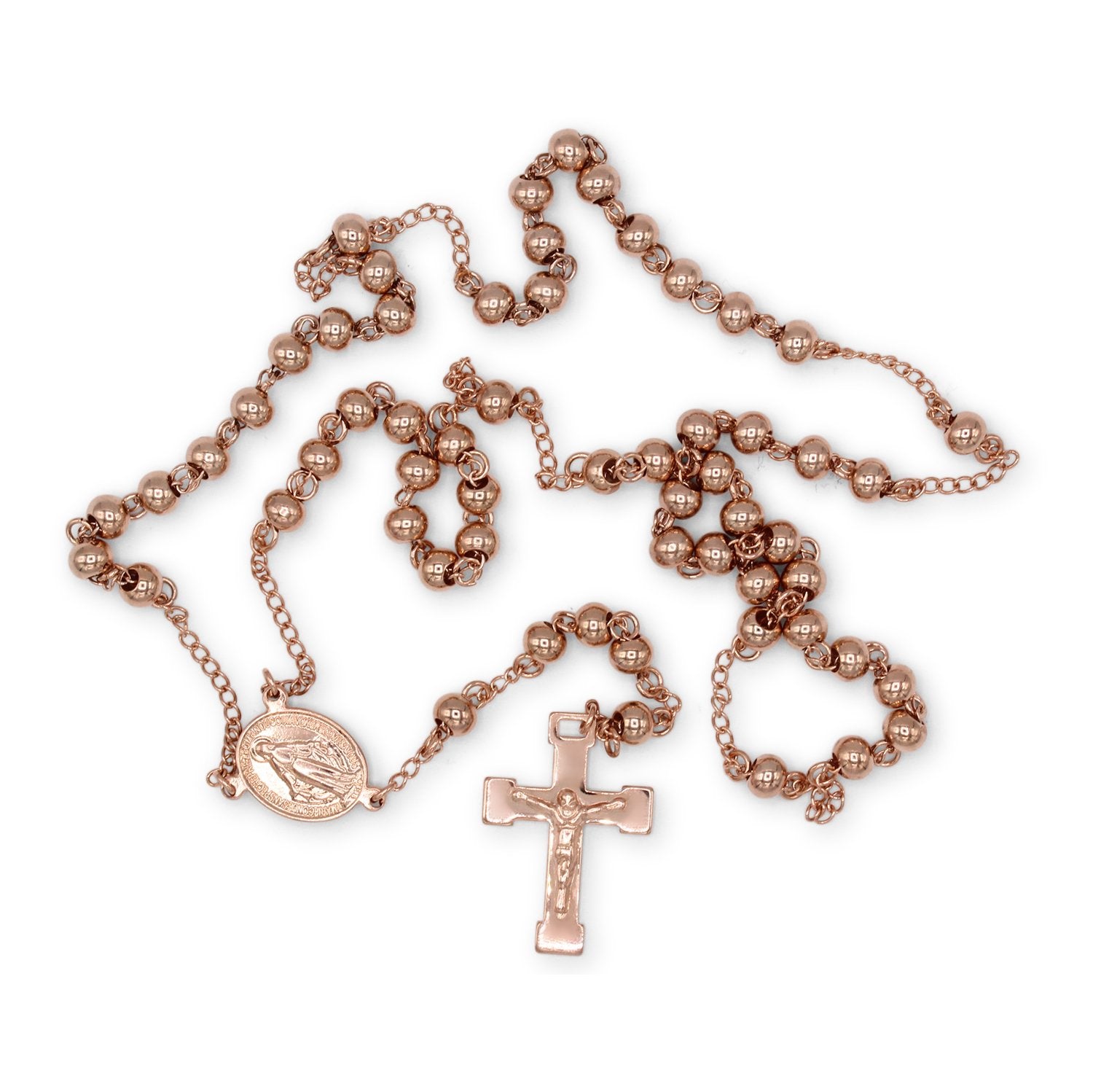 Cross Charm Rosary Necklace Set 