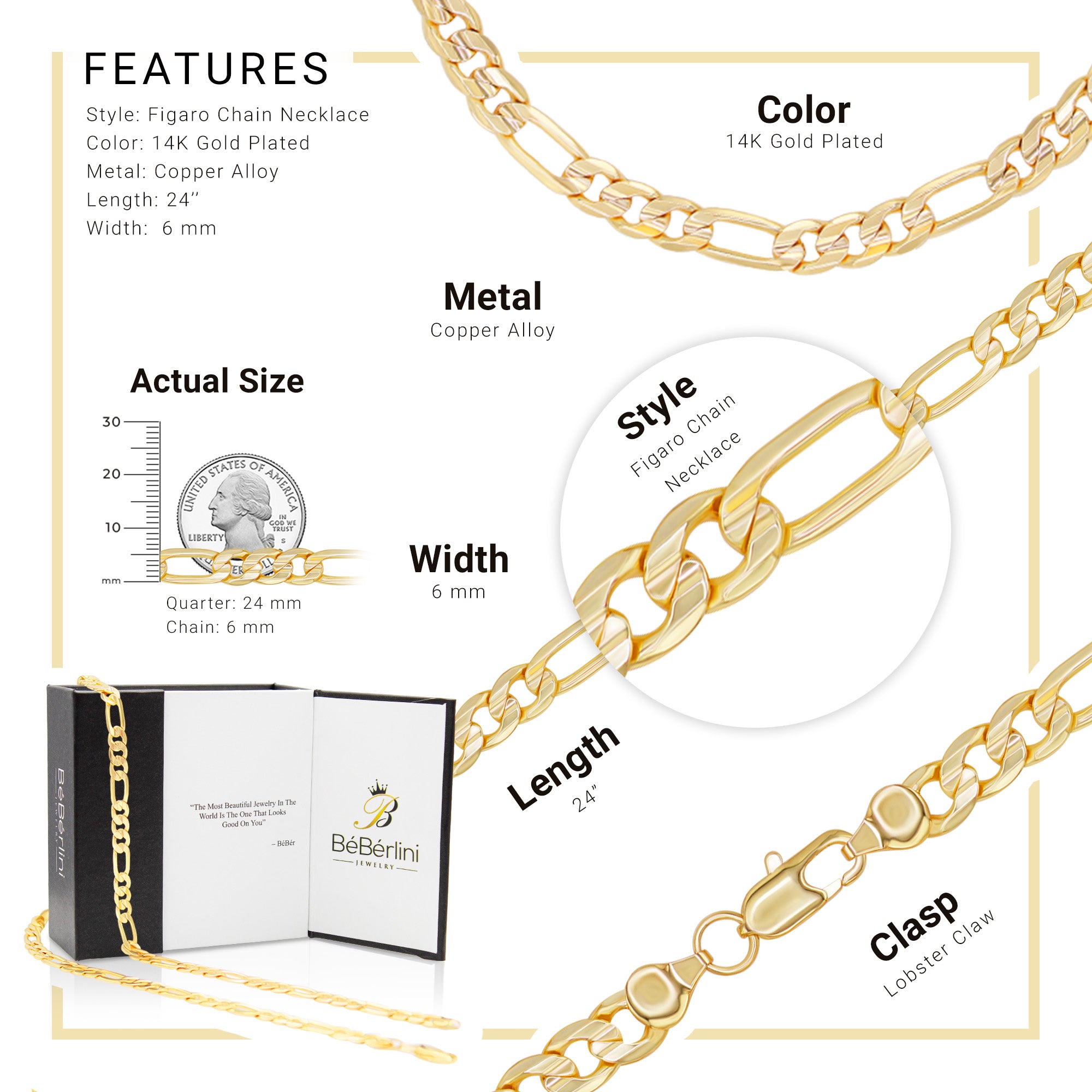 Figaro Chain 14K Gold Filled Jewelry