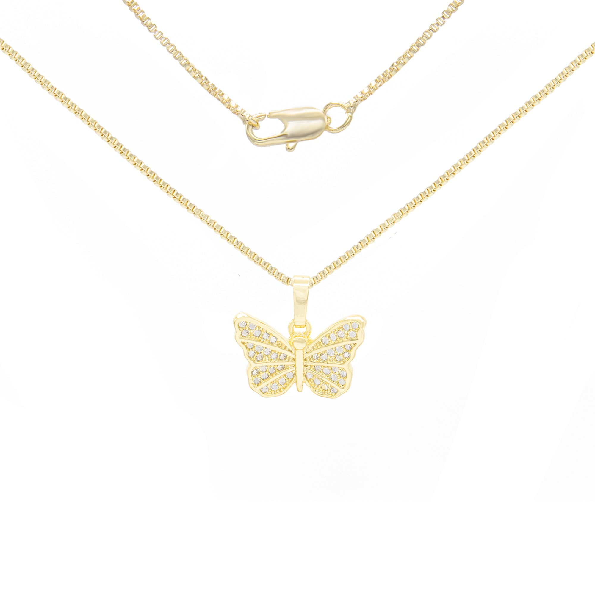 Butterfly Cubic Zirconia Pendant Necklace Set