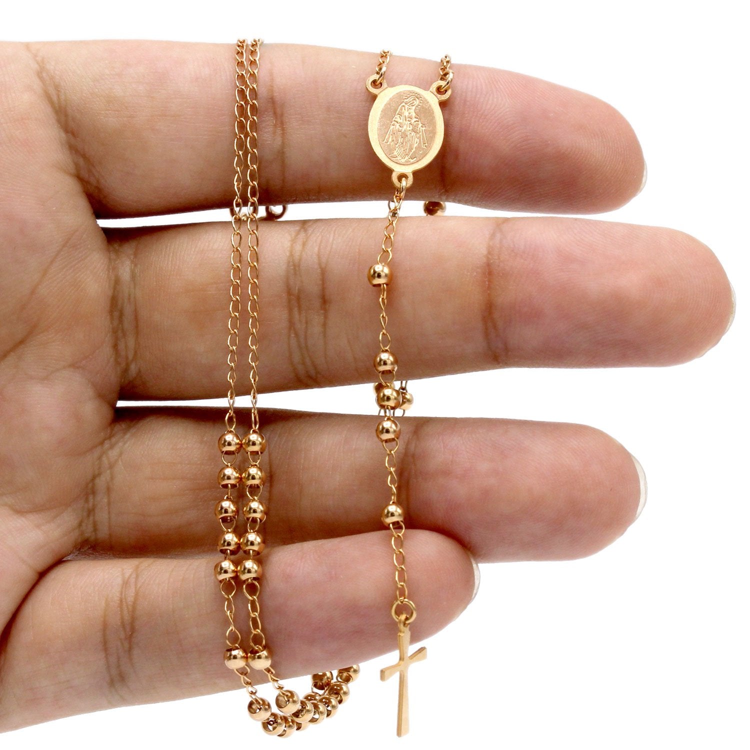 Cross Pendant Bead Necklace Jewelry 