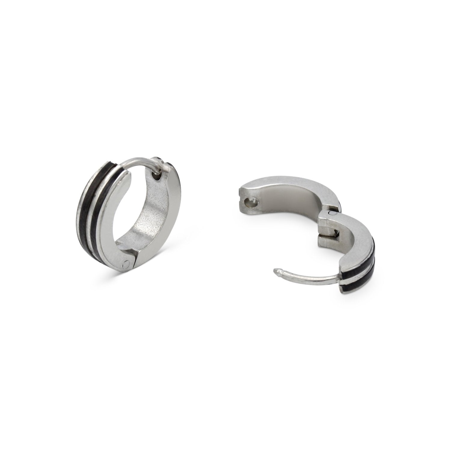 Silver Huggie Hoop Earrings Clasp 