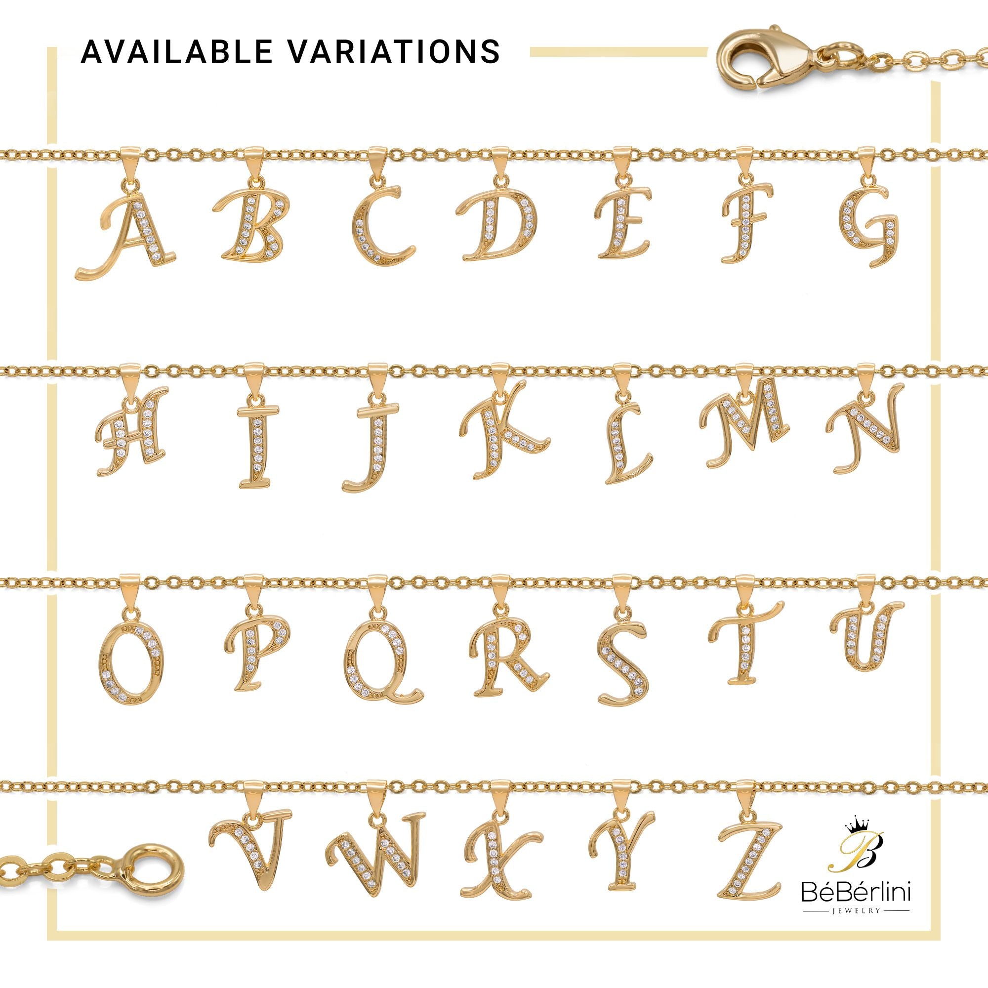 Alphabet Charm Rolo Chain Necklace