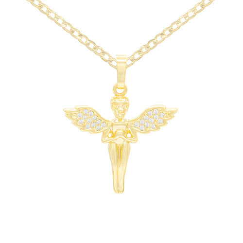 Angel Charm Curb Necklace Set For Women