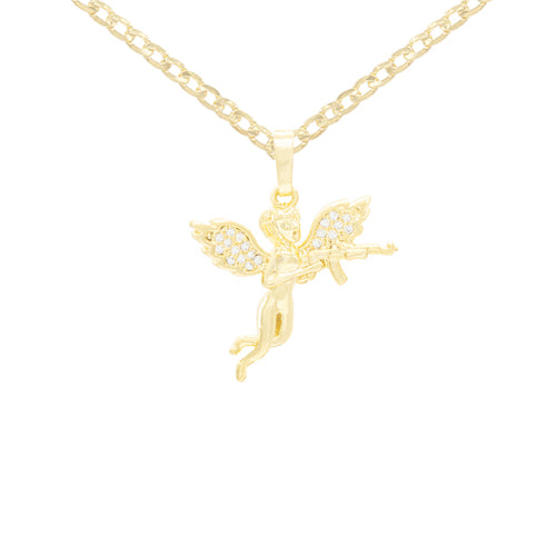 Angel Pendant Box Chain Necklace Women Jewelry