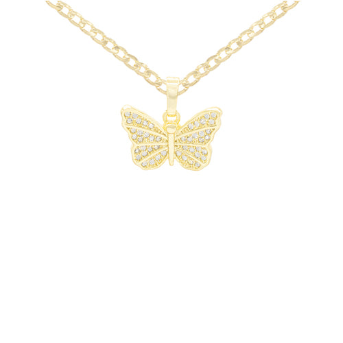 Butterfly Charm Curb Necklace Set For Women